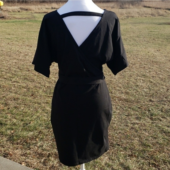 V-Neck Black Cocktail Dress - Picture 4 of 10